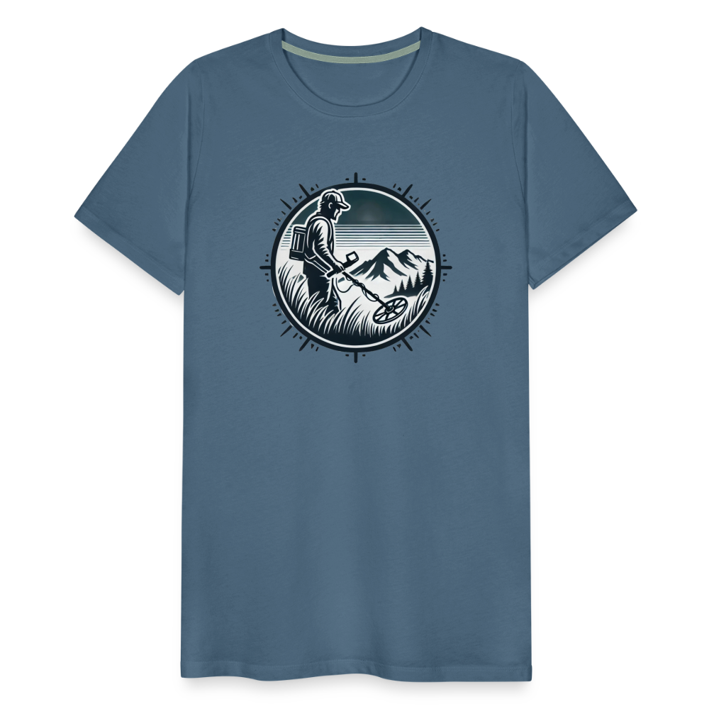 T-shirt - Détectoriste en montagne - gris bleu