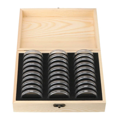 Porte-monnaie En Bois De Pin, Boîte De Rangement Pour Pièces Commémoratives De Collection Avec 20 Capsules 99369414 Porte-monnaie En Bois De Pin, Boîte De Rangement Pour Pièces Commémoratives De Collection Avec 20 Capsules 99369414