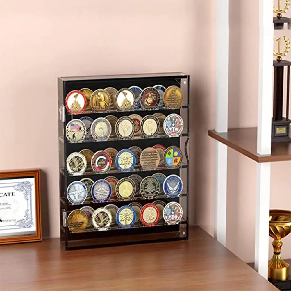 Boîte de Rangement en Acrylique pour Pièces - 5 Couches, Grande Capacité, Présentoir Transparent pour Médailles et Badges - Rangement / Présentation - L'atelier du détectoriste