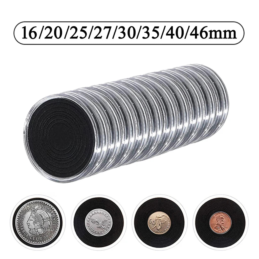 Boîtes de Rangement Transparente pour Pièces de Monnaie avec Joints Ajustables - Lot de 10 Capsules (16mm à 46mm) - Rangement / Présentation - L'atelier du détectoriste