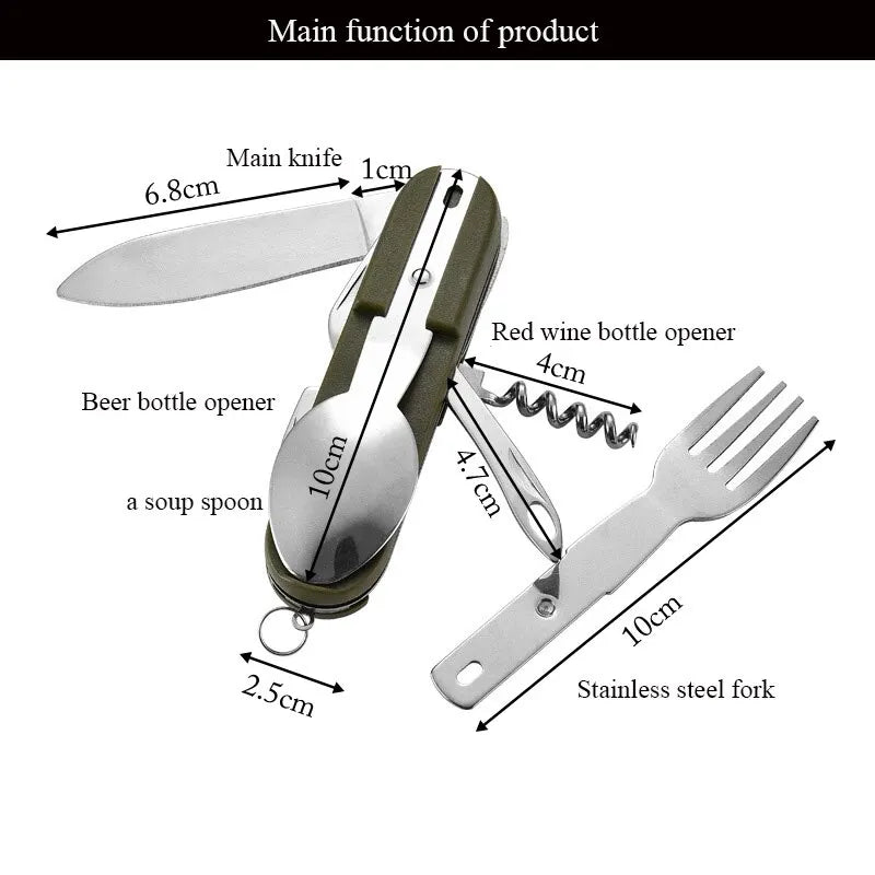 Fourchette Pliable Multifonctionnelle 7 - en - 1 en Acier Inoxydable – L'outil essentiel pour les détectoristes et les aventuriers en plein air - Couverts - L'atelier du détectoriste