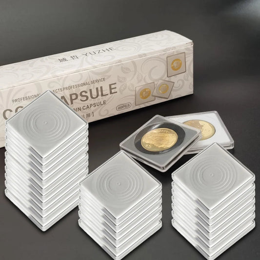 Lot de 20 Capsules Carrées Ajustables pour Pièces de Monnaie - Rangement / Présentation - L'atelier du détectoriste