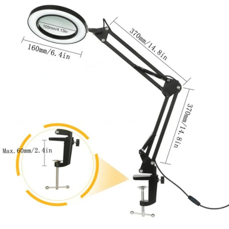 Loupe de Travail avec Éclairage Intégré USB - Lampe LED à Bras Articulé avec Grossissement 10x et Dimmable - Loupes - L'atelier du détectoriste