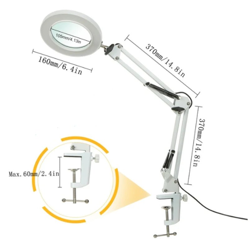 Loupe de Travail avec Éclairage Intégré USB - Lampe LED à Bras Articulé avec Grossissement 10x et Dimmable - Loupes - L'atelier du détectoriste