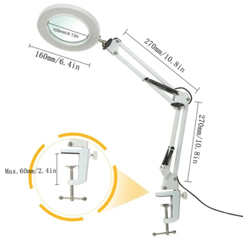 Loupe de Travail avec Éclairage Intégré USB - Lampe LED à Bras Articulé avec Grossissement 10x et Dimmable - Loupes - L'atelier du détectoriste