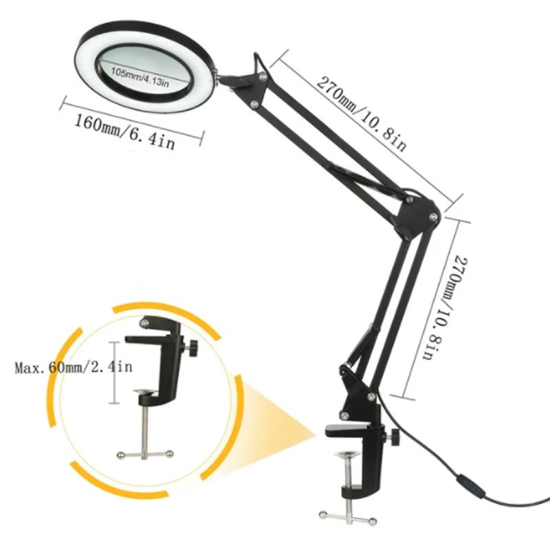 Loupe de Travail avec Éclairage Intégré USB - Lampe LED à Bras Articulé avec Grossissement 10x et Dimmable - Loupes - L'atelier du détectoriste