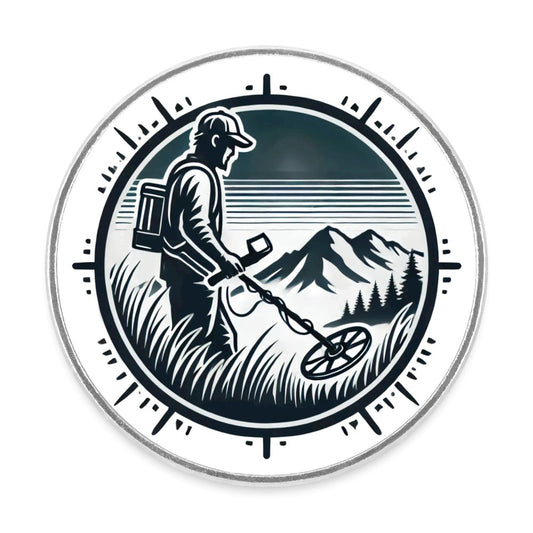 Magnet "Détectoriste en montagne" - Magnet rond - L'atelier du détectoriste