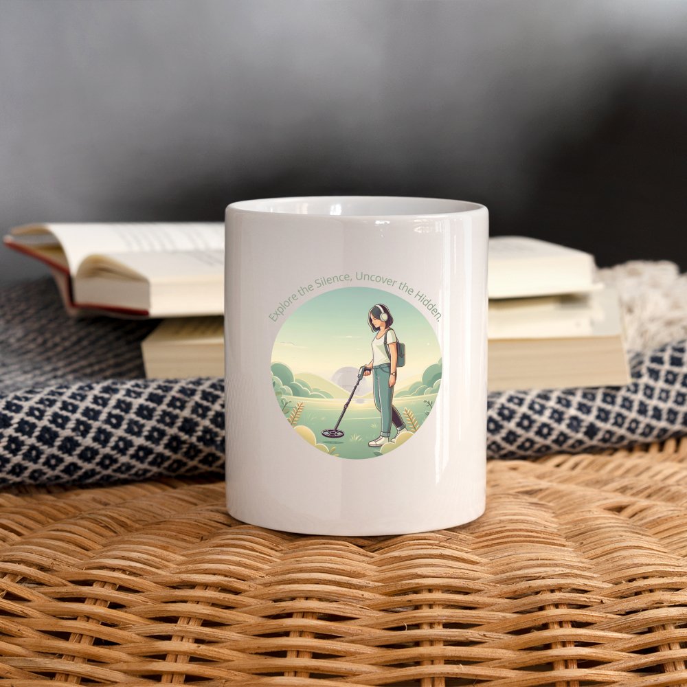 Mug blanc - Design exclusif "Explore the silence, Uncover the hidden" - Mug blanc - L'atelier du détectoriste