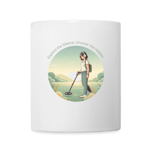 Mug blanc - Design exclusif "Explore the silence, Uncover the hidden" - Mug blanc - L'atelier du détectoriste