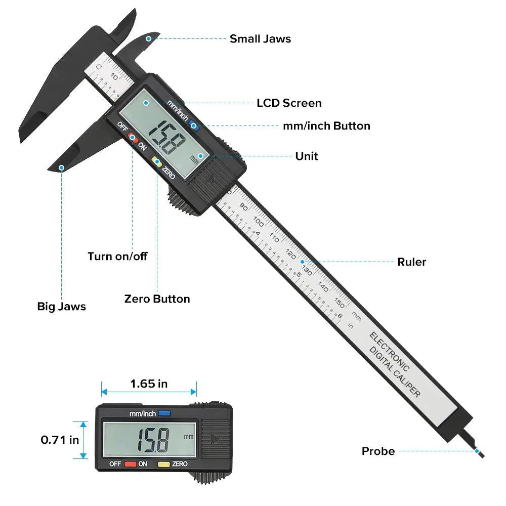 Pied à coulisse numérique électronique en fibre de carbone - Outils de mesure - L'atelier du détectoriste