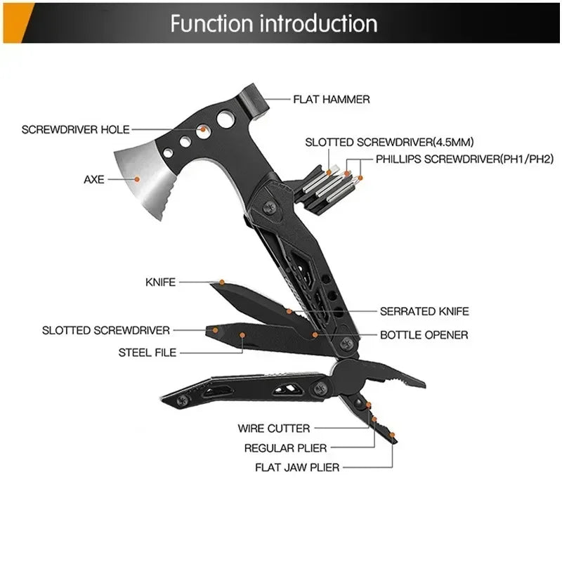 Pince Multifonctionnelle avec Hache de Survie - Outil de Camping Portable et Robuste - Outils - L'atelier du détectoriste