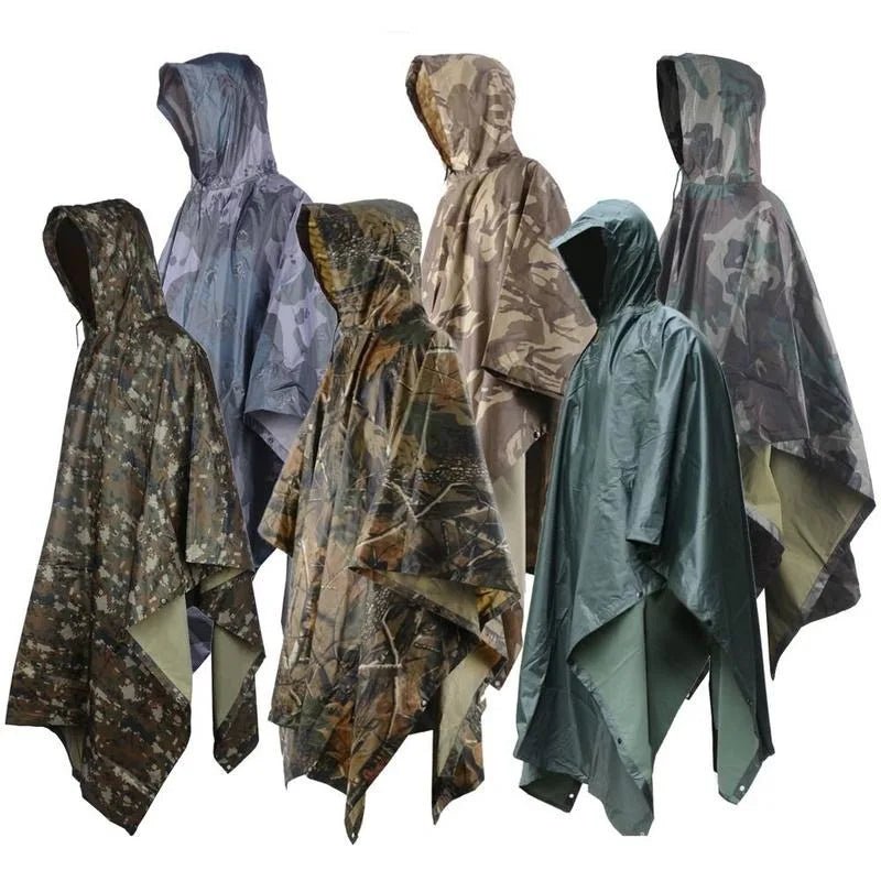 Poncho Camouflage Imperméable Multifonction en Polyester 210D - Protection pour Activités Extérieures - Ponchos / Imperméables - L'atelier du détectoriste