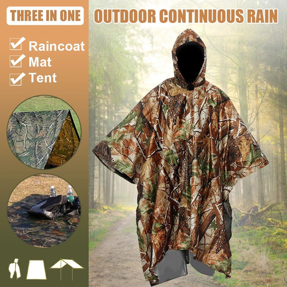 Poncho Camouflage Imperméable Multifonction pour Détectoristes - Abri, Tente d'Urgence et Protection contre la Pluie - Ponchos / Imperméables - L'atelier du détectoriste