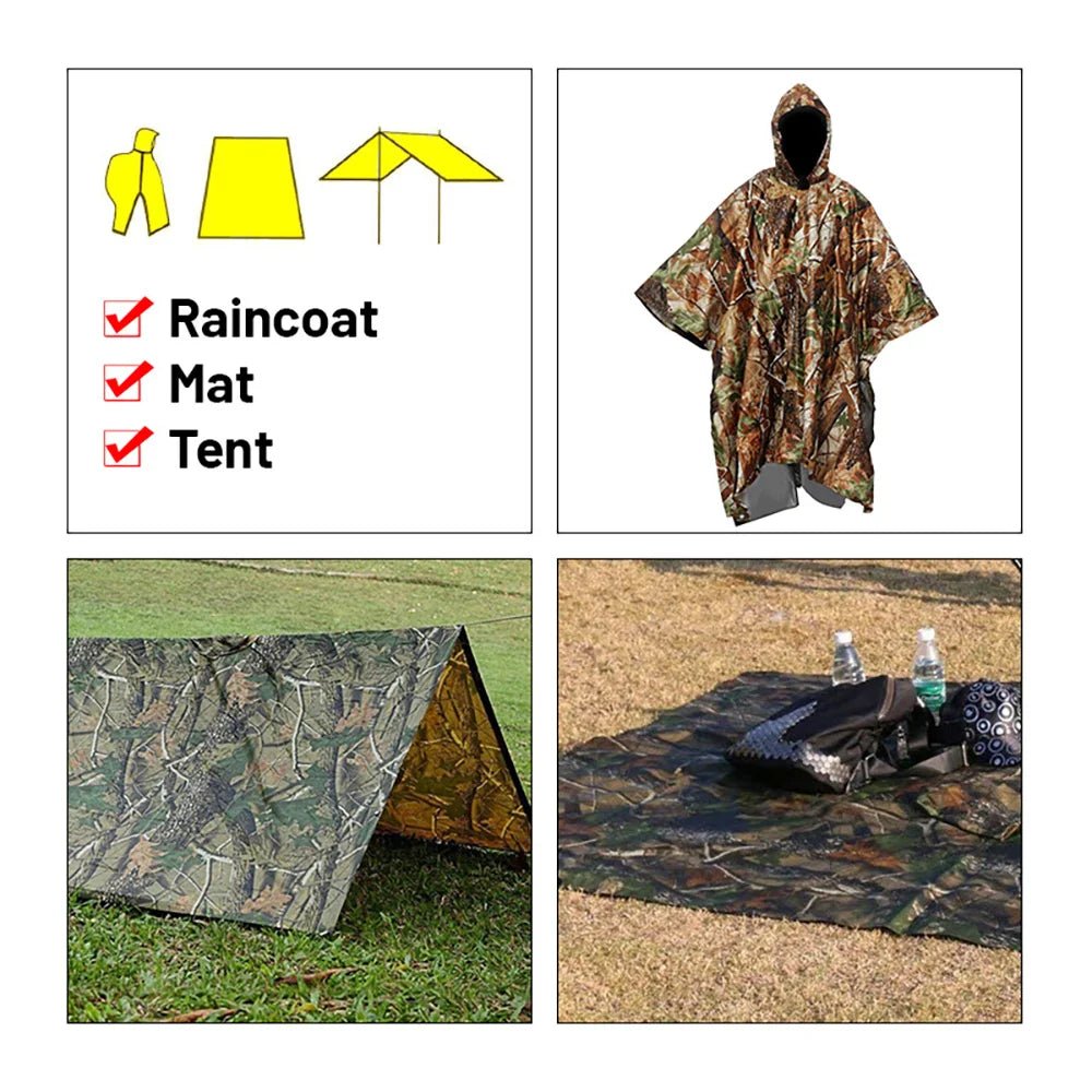 Poncho Camouflage Imperméable Multifonction pour Détectoristes - Abri, Tente d'Urgence et Protection contre la Pluie - Ponchos / Imperméables - L'atelier du détectoriste