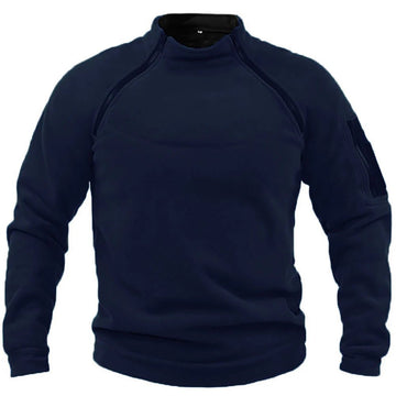 Sweat-shirt Polaire Tactique Homme – Demi-fermeture éclair, Col Montant, Poche Bras Zippée, Pour Randonnée